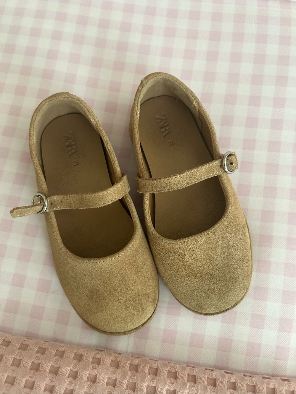 Zara Girls Metallic Gold Mary Jane Flats